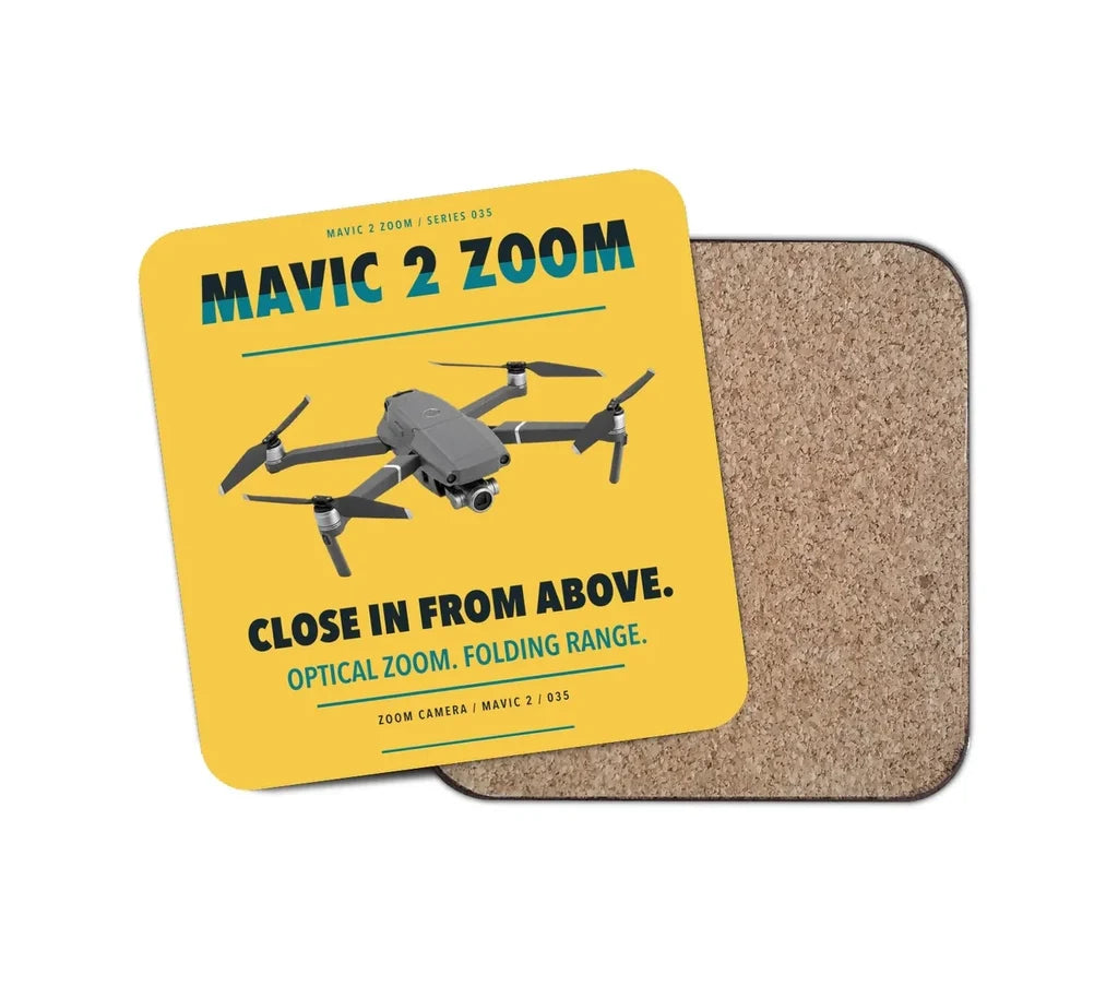 DJI Mavic 2 Zoom design on yellow 1 piece coaster