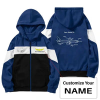 Thumbnail for How Planes Fly Zipped Hoodie - Colourful - Dark Blue + Name (Customizable)