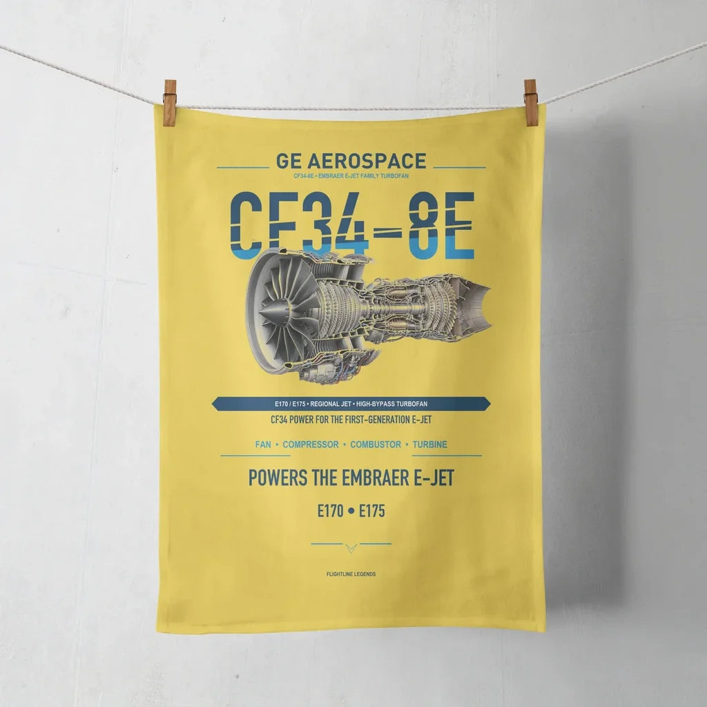 CF34-8E design on yellow towel