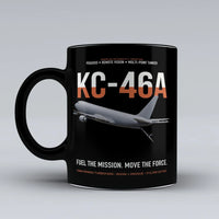 Thumbnail for KC-46A PEGASUS design on black ceramic mug, double-side print