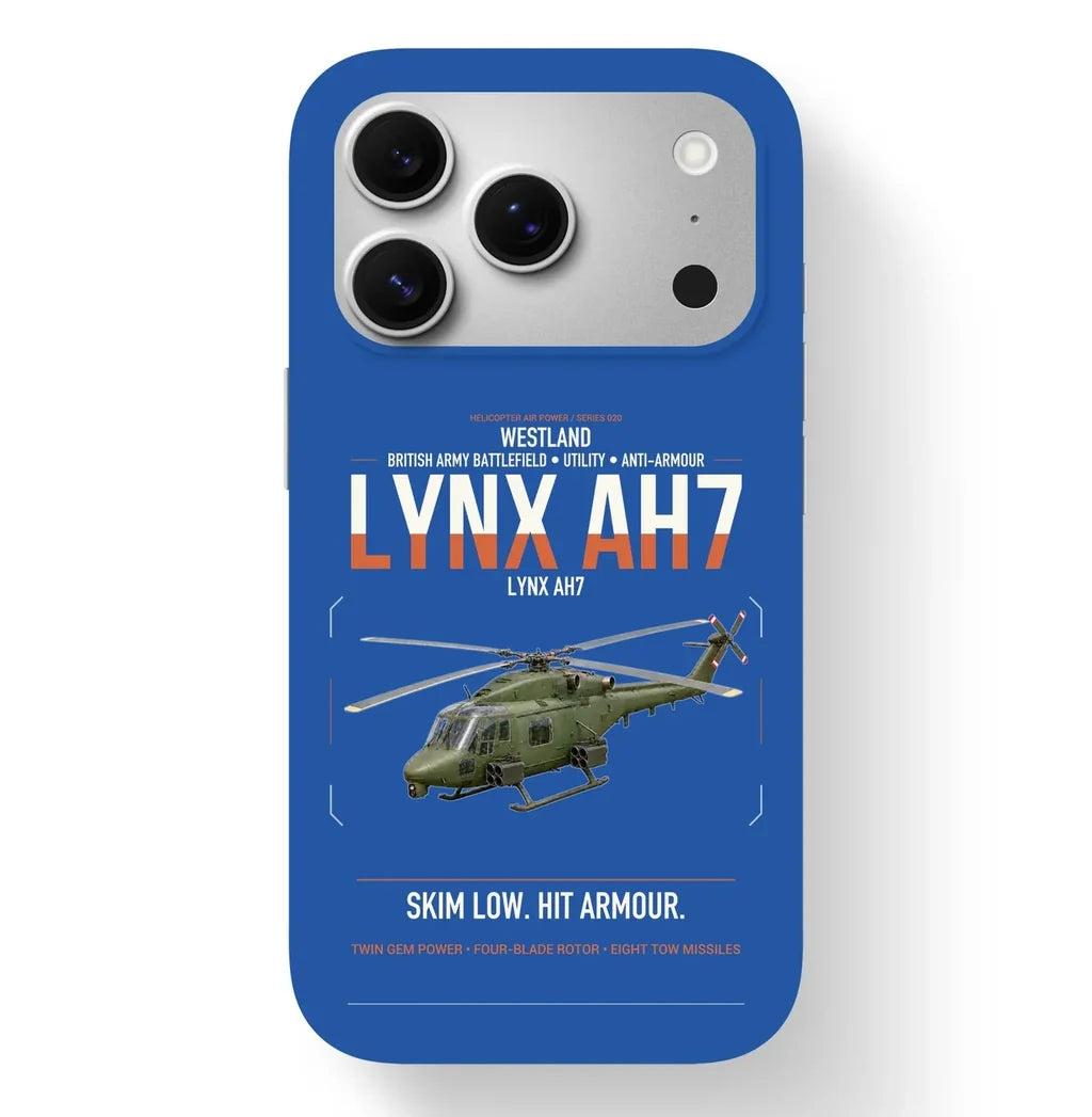 Westland Lynx AH7 design on blue magsafe iphone case, for iPhone 17 Pro