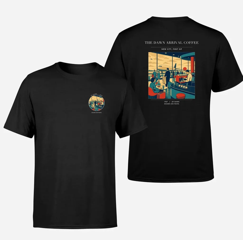 VINTAGE G4310 - The Dawn Arrival Coffee - Double-Side T-Shirt design on black double side t shirt