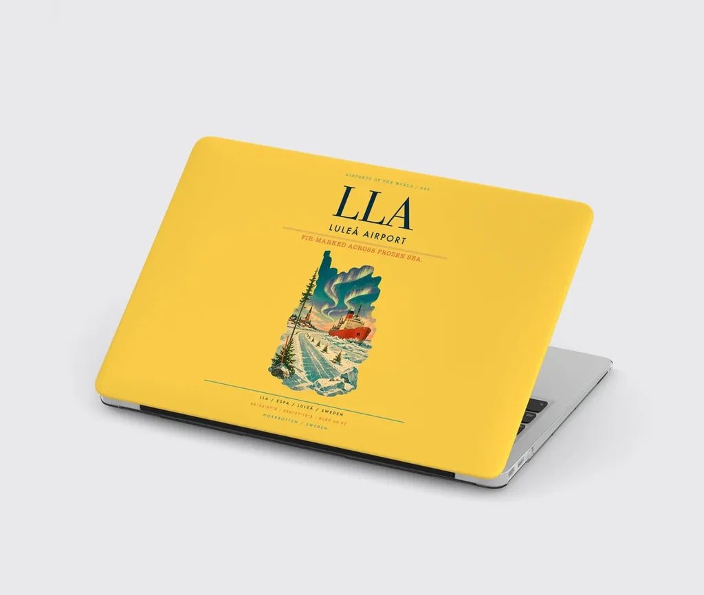 Luleå Airport (LLA) design on yellow MacBook case