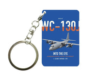 Thumbnail for WC-130J Hurricane Hunter design on blue designed key chain, double-side print