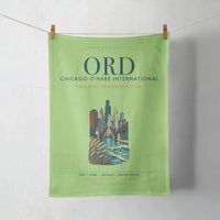 Thumbnail for Chicago O'Hare International Airport (ORD) design on light green towel