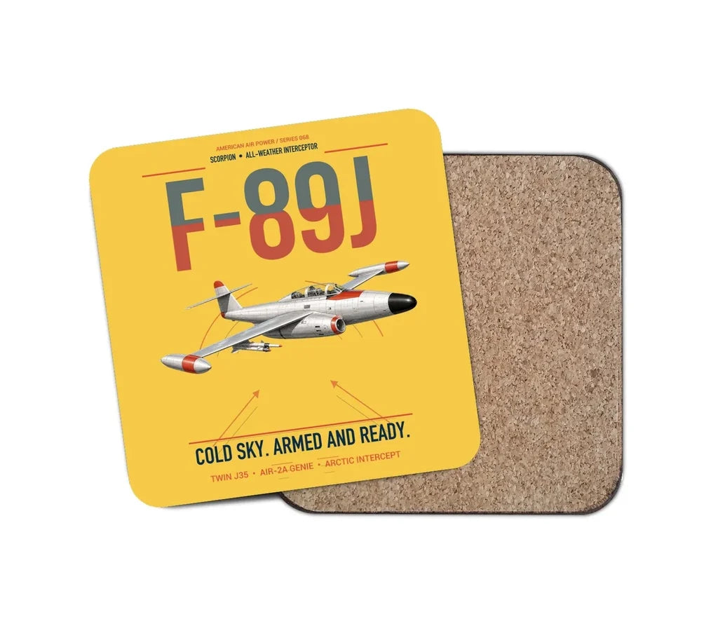 F-89J Scorpion design on yellow 1 piece coaster