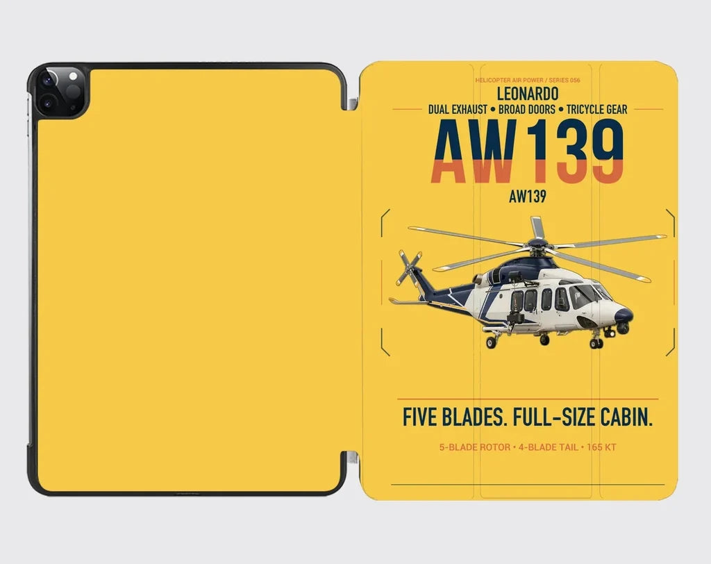 Leonardo AW139 design on yellow ipad tablet case