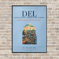 Thumbnail for Indira Gandhi International Airport Delhi DEL vertical canvas print - framed - light blue background