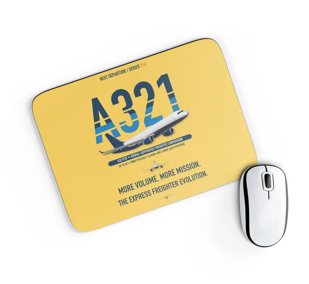 Airbus A321P2F design on yellow rectangle mouse pad
