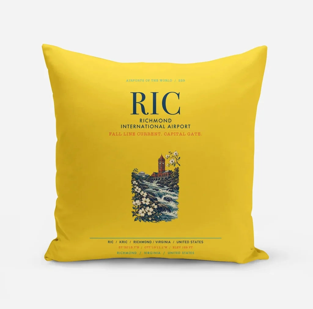 Richmond International Airport (RIC) design on yellow pillow