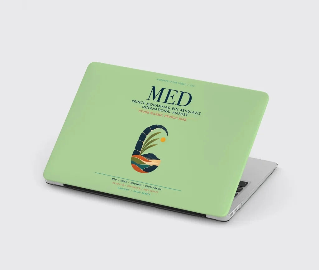 Prince Mohammad Bin Abdulaziz International Airport (MED) design on light green MacBook case