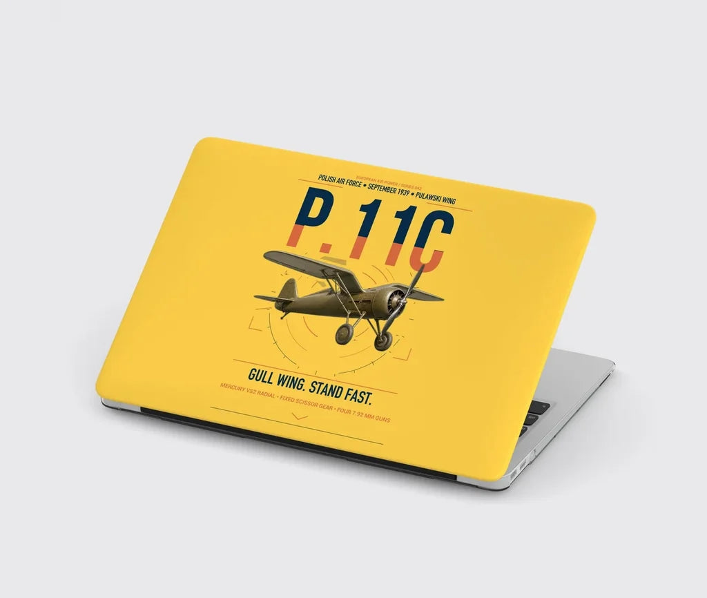 PZL P.11c design on yellow MacBook case