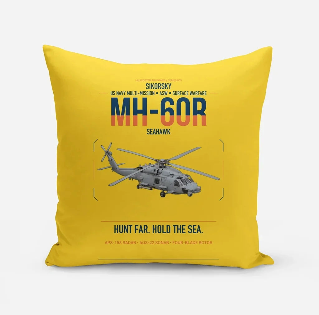 Sikorsky MH-60R Seahawk design on yellow pillow