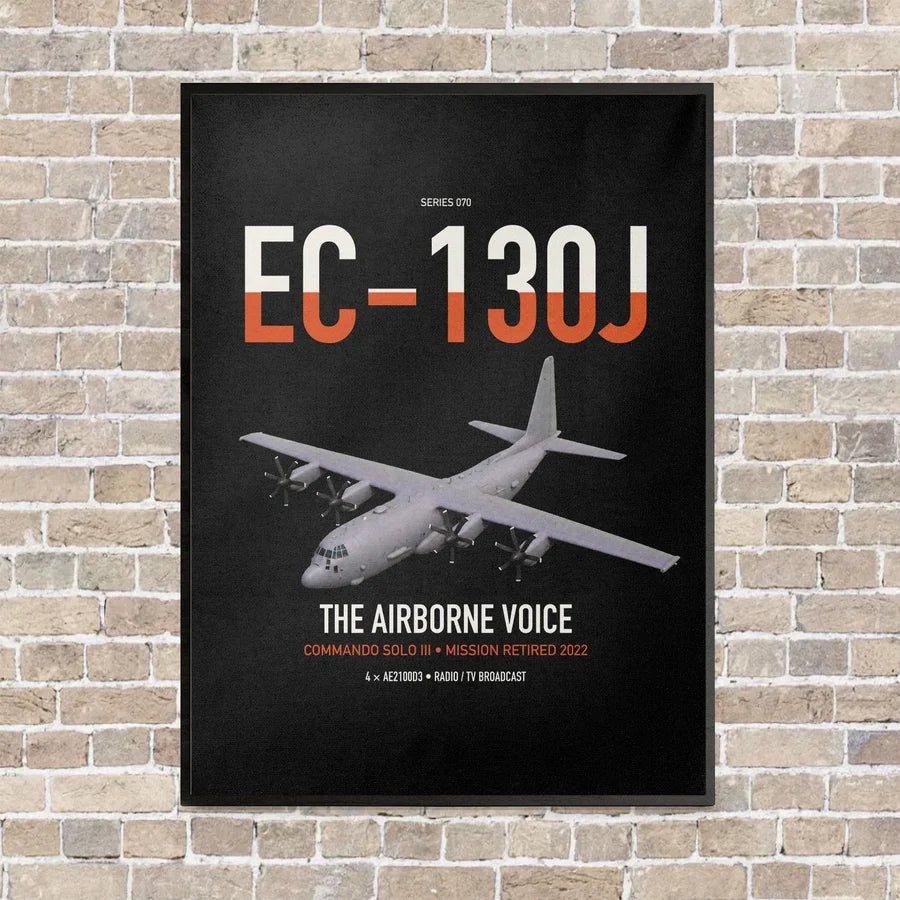 EC-130J Commando Solo III vertical canvas print - framed - black background