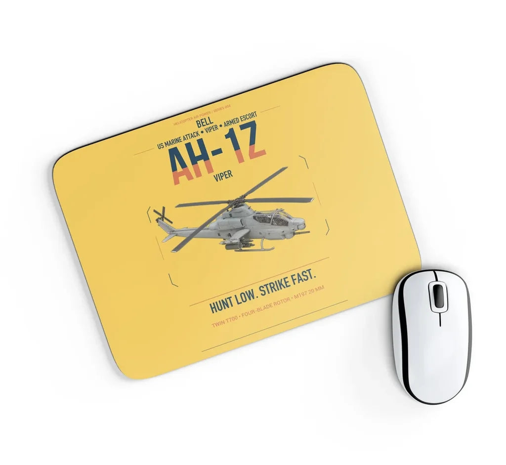 Bell AH-1Z Viper design on yellow rectangle mouse pad