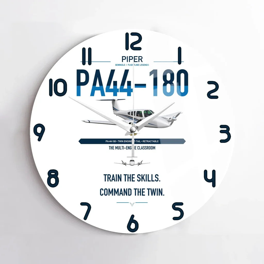 Piper PA-44-180 Seminole design on white no frame wall clock