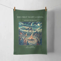 Thumbnail for VINTAGE G4327 - The First Night Landing - Designed Towels design on darkgreen