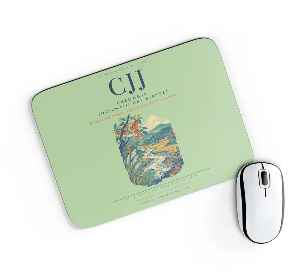 Cheongju International Airport (CJJ) design on light green rectangle mouse pad
