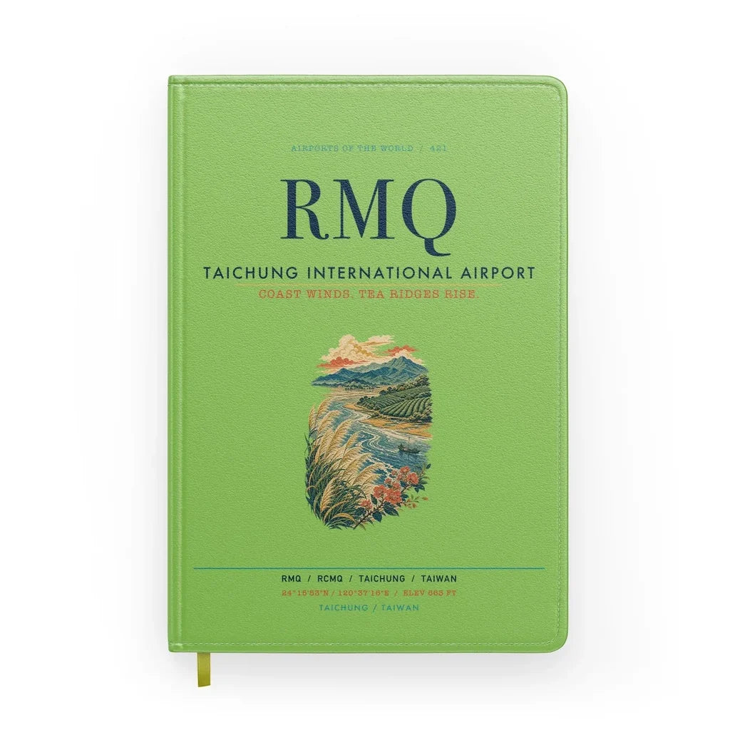 Taichung International Airport (RMQ) design on light green notebook