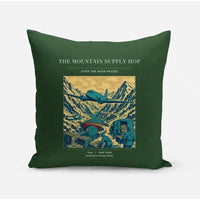 Thumbnail for VINTAGE G4518 - The Mountain Supply Hop - Designed Pillows design on darkgreen