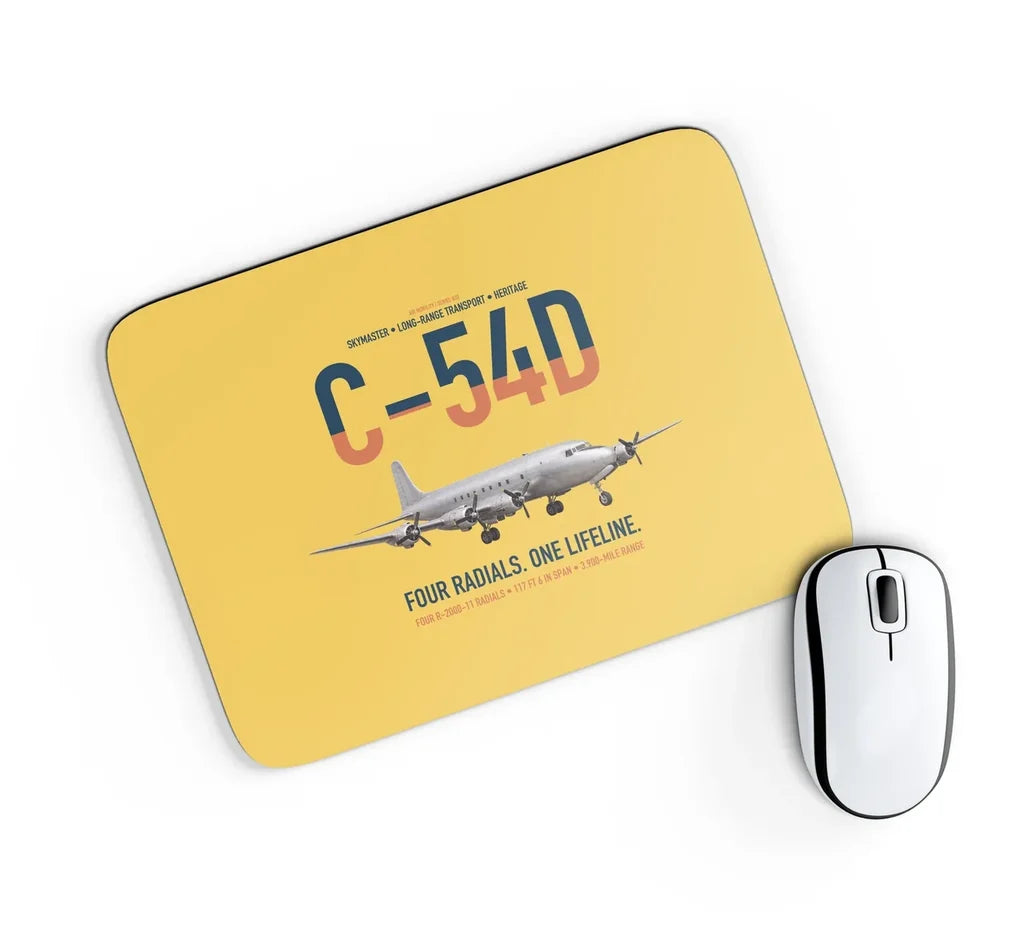 C-54D Skymaster design on yellow rectangle mouse pad