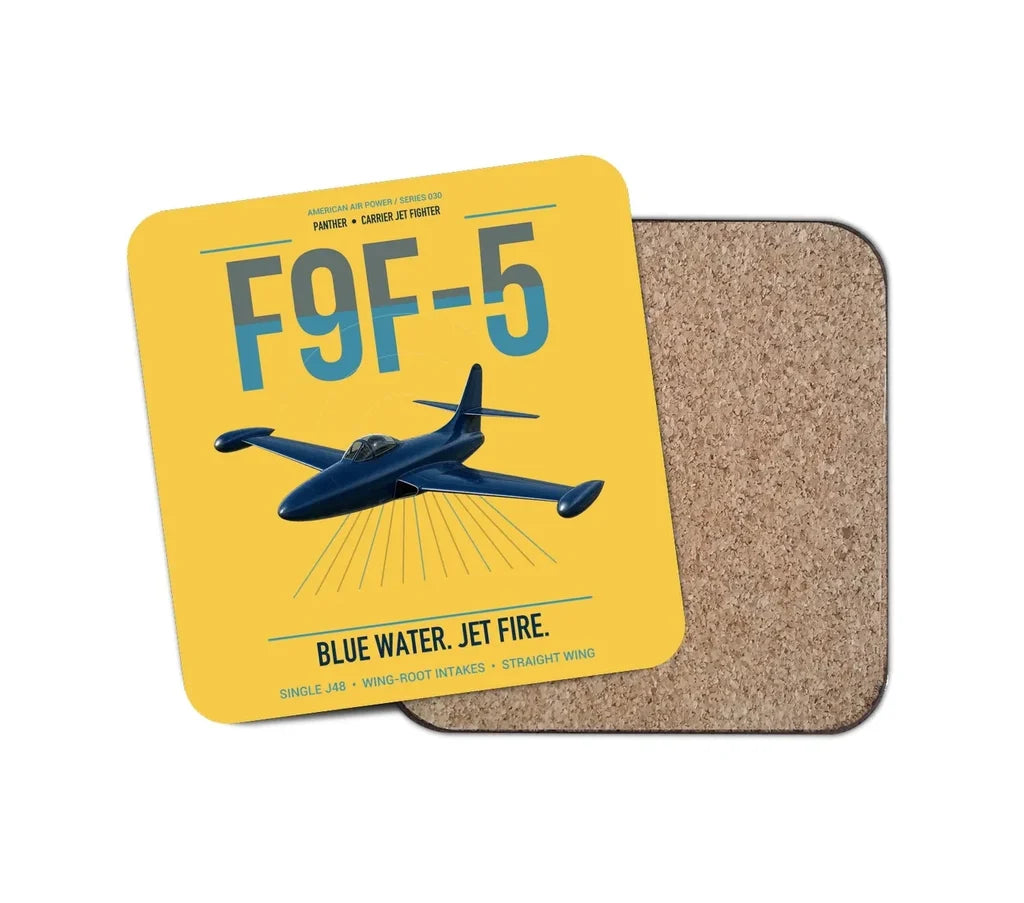 F9F-5 Panther design on yellow 1 piece coaster
