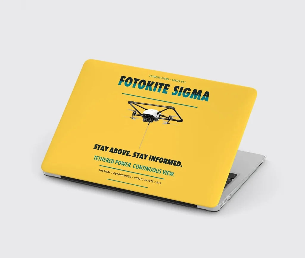 Fotokite Sigma design on yellow MacBook case