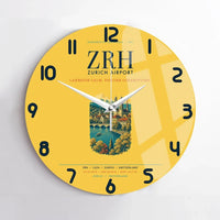 Thumbnail for Zurich Airport (ZRH) design on yellow no frame wall clock