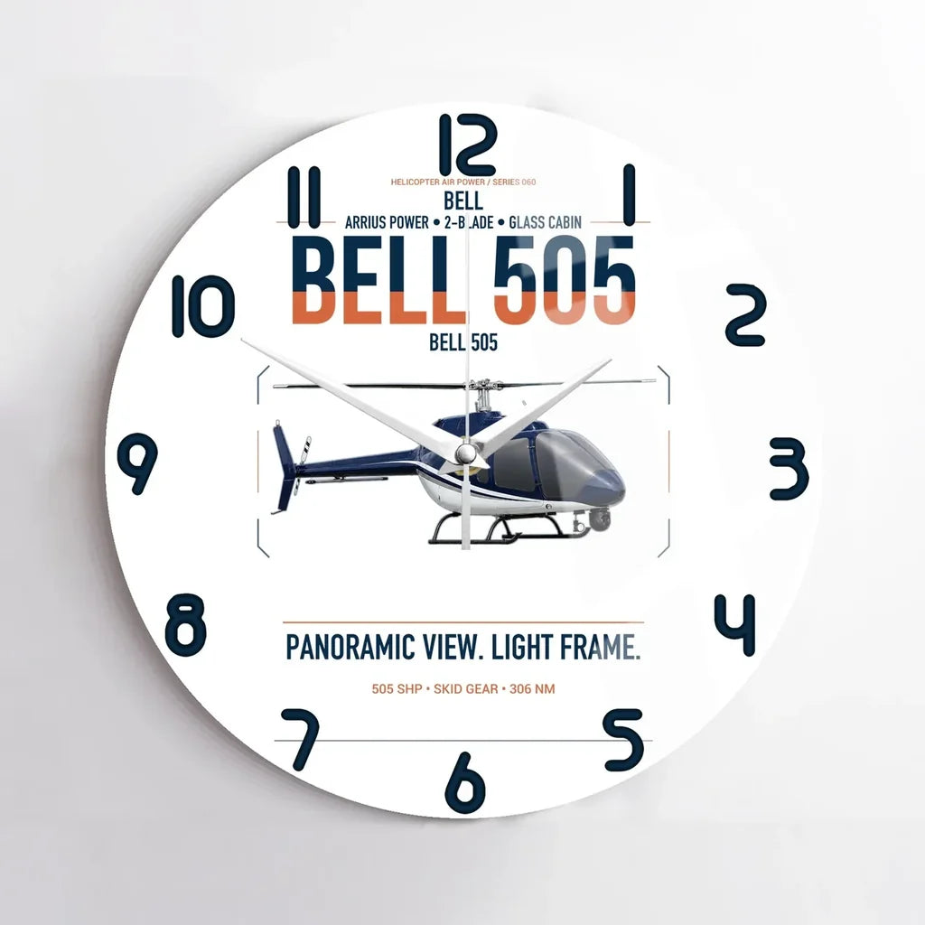 Bell 505 design on white no frame wall clock