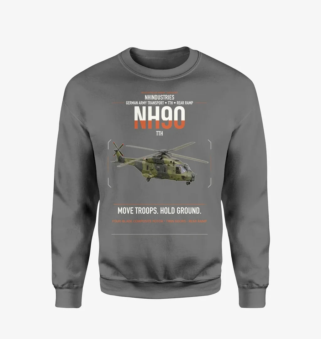 NHIndustries NH90 TTH design on gray sweatshirt