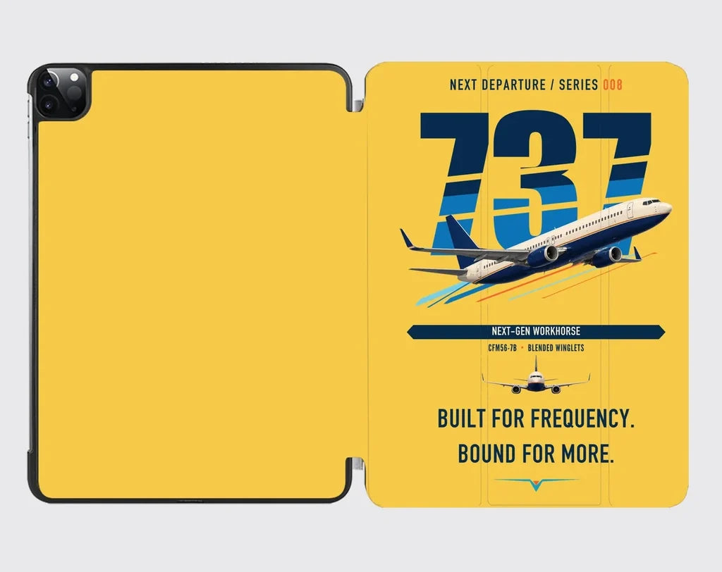 Boeing 737-800 NG design on yellow ipad tablet case