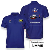 Thumbnail for Airbus H130 design on blue+name double-side polo t-shirt, double-side print
