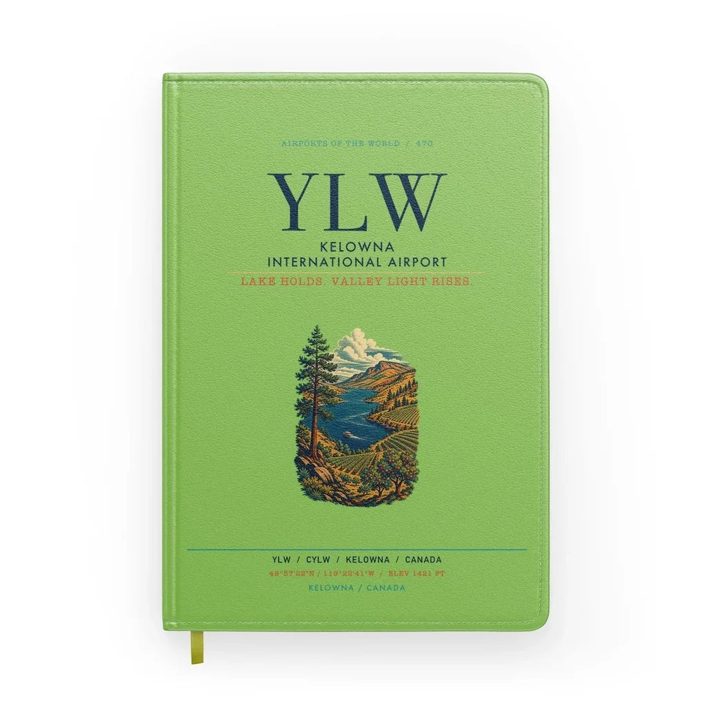 Kelowna International Airport (YLW) design on light green notebook