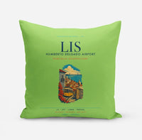 Thumbnail for Lisbon Humberto Delgado Airport (LIS) design on light green pillow
