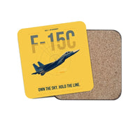 Thumbnail for F-15C Eagle design on yellow 1 piece coaster