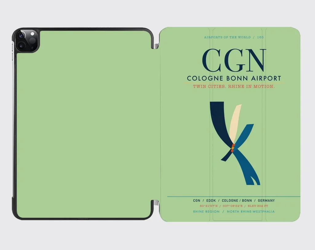 Cologne Bonn Airport (CGN) design on light green ipad tablet case