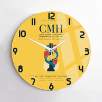 Thumbnail for John Glenn Columbus International Airport (CMH) design on yellow no frame wall clock