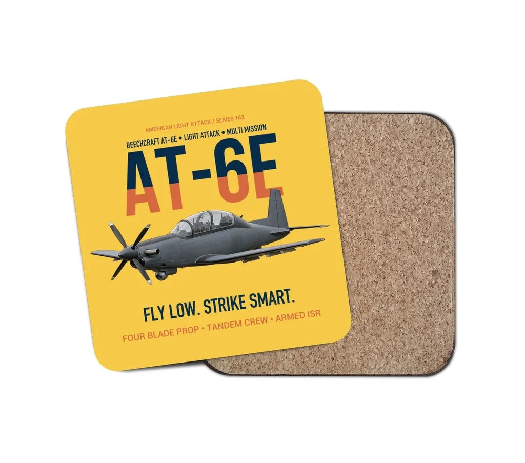 AT-6E Wolverine Light Attack design on yellow 1 piece coaster
