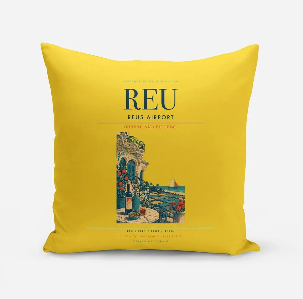 Reus Airport (REU) design on yellow pillow