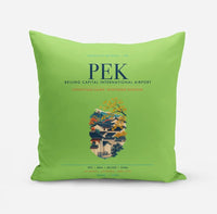 Thumbnail for Beijing Capital International Airport (PEK) design on light green pillow