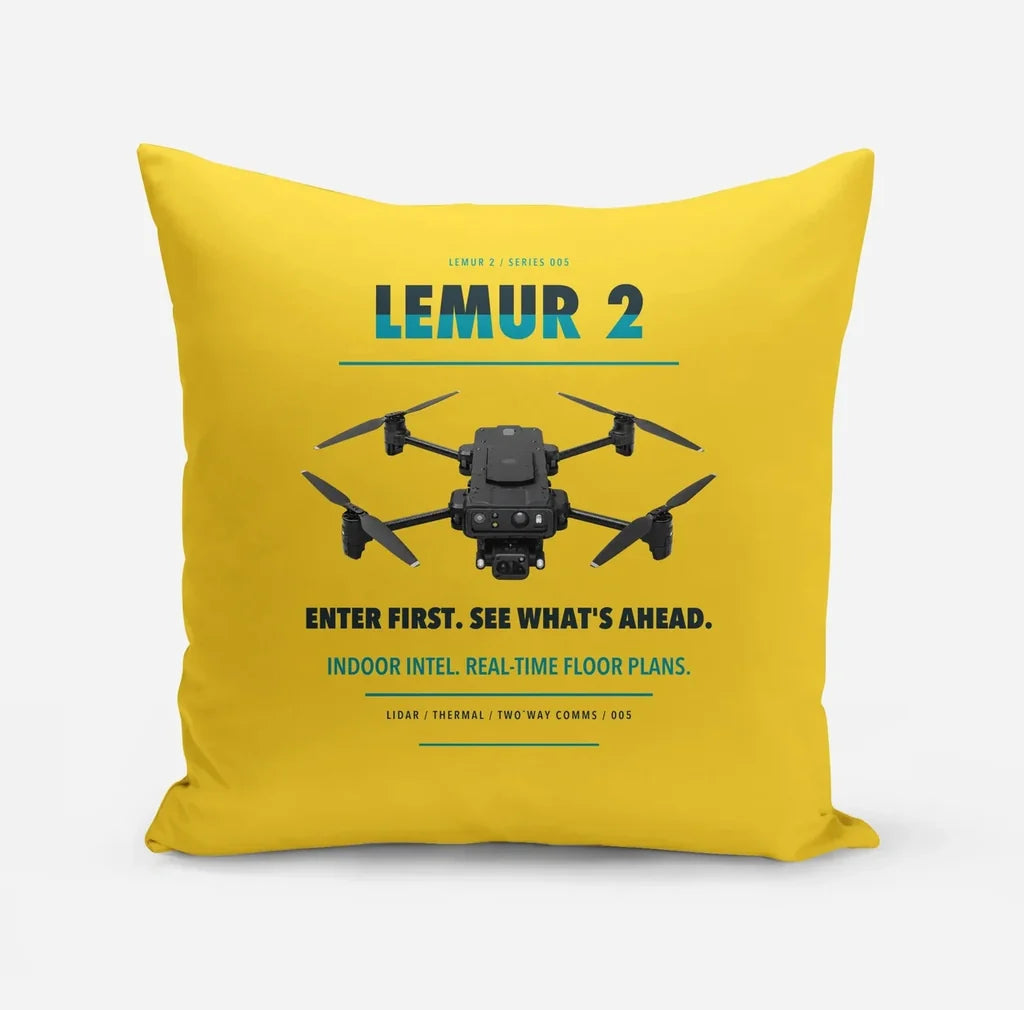 BRINC LEMUR 2 design on yellow pillow