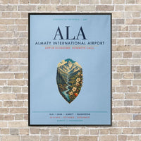 Thumbnail for Almaty International Airport ALA vertical canvas print - framed - light blue background