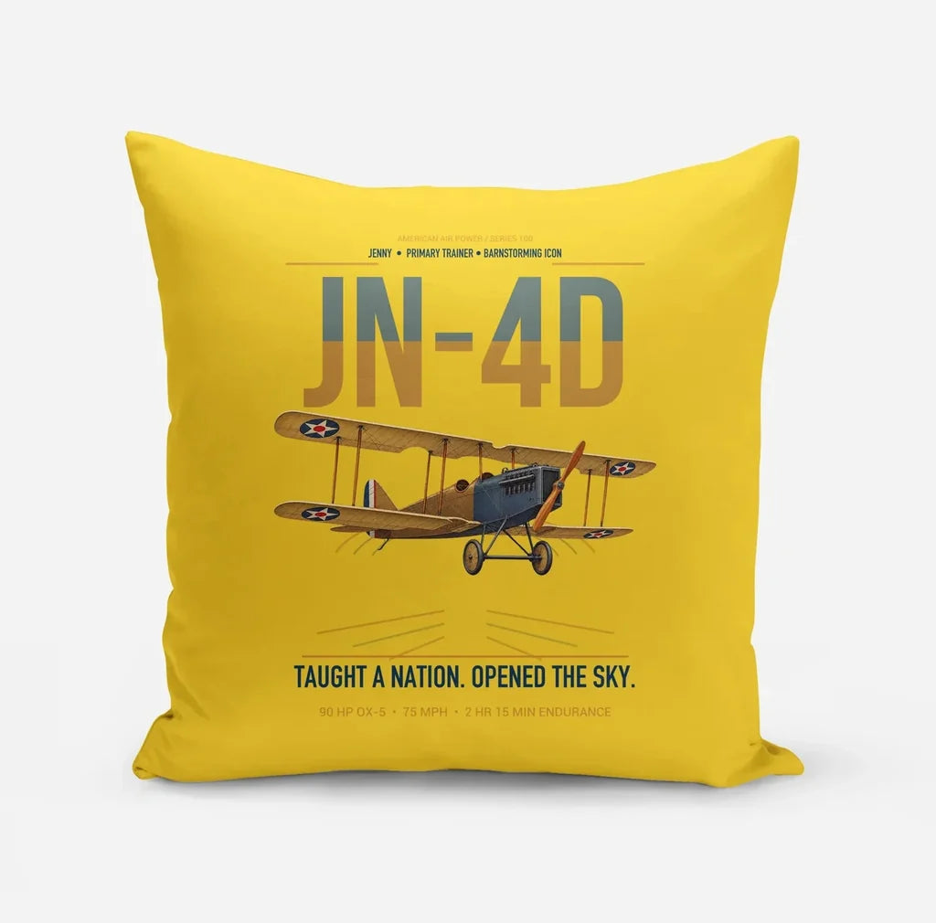 Curtiss JN-4D Jenny design on yellow pillow