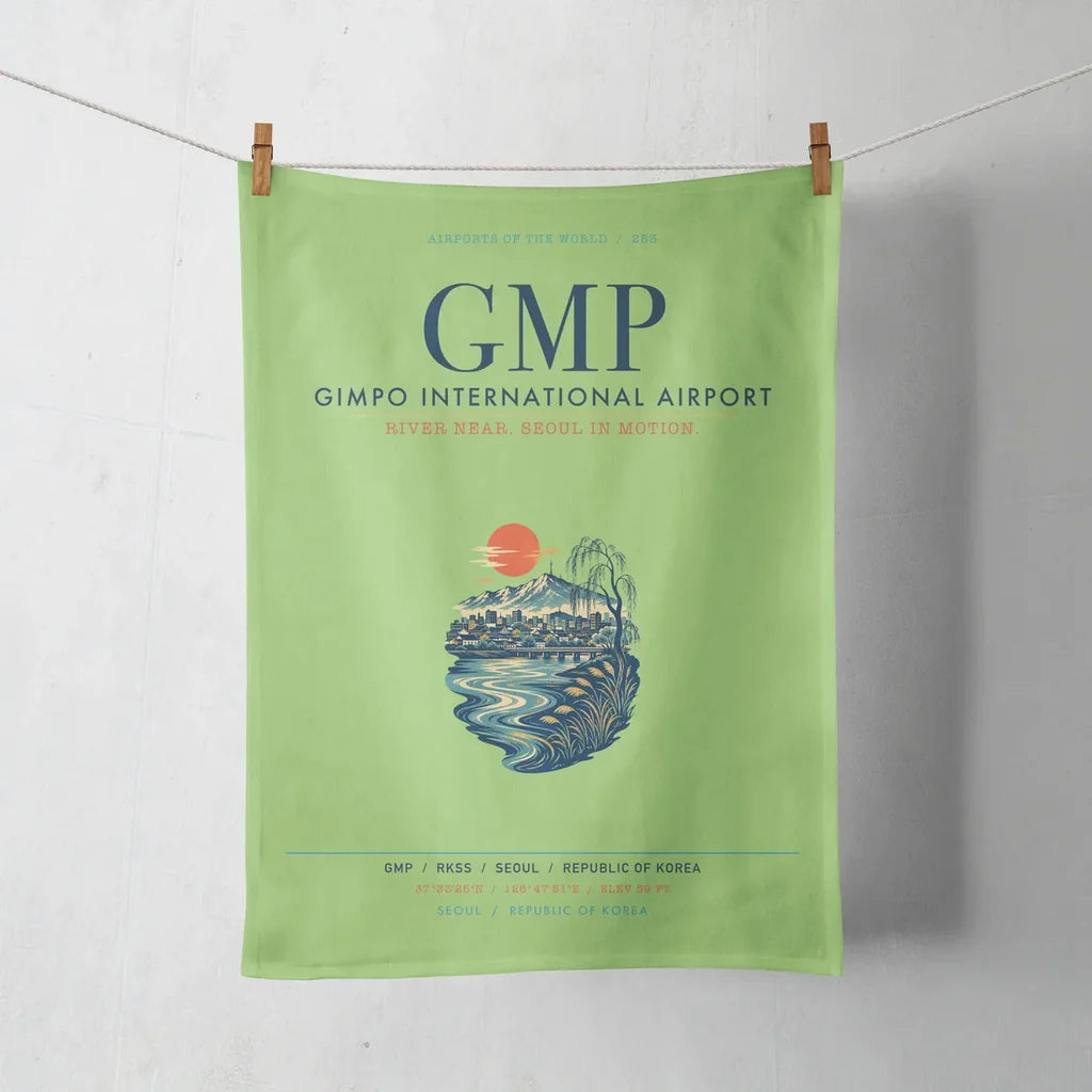 Gimpo International Airport (GMP) design on light green towel