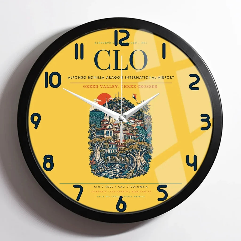Alfonso Bonilla Aragon International Airport CLO Wall-Clock Framed - Yellow