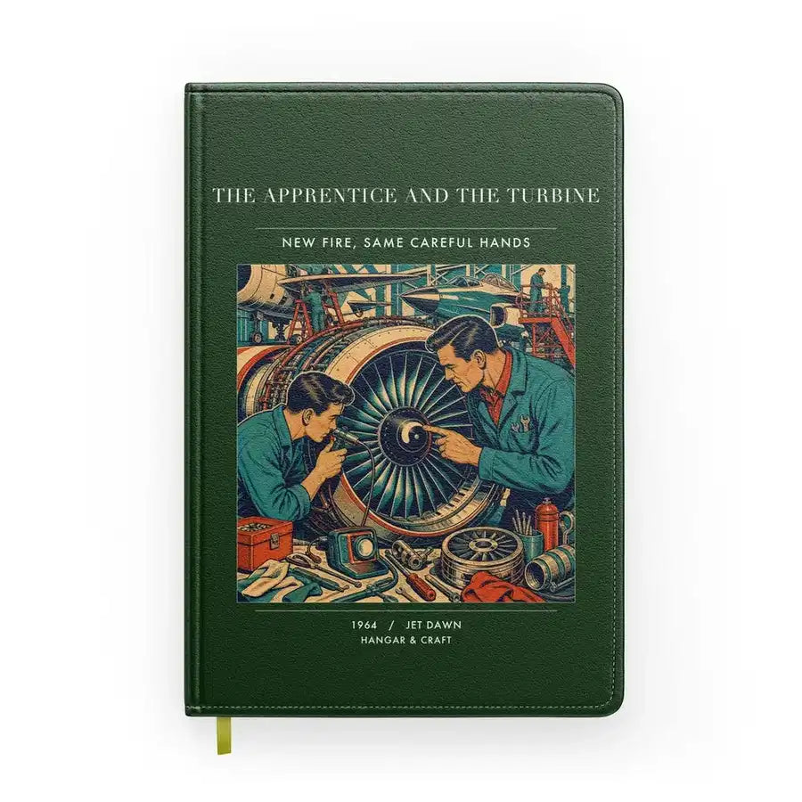 VINTAGE G4470 - The Apprentice And The Turbine - Designed Notebooks design on darkgreen