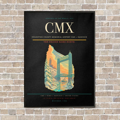 Houghton County Memorial Airport CMX — Hancock vertical canvas print - framed - black background