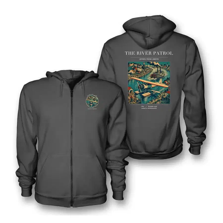 VINTAGE G4050 - The River Patrol - Premium Zipped Hoodie design on darkgray