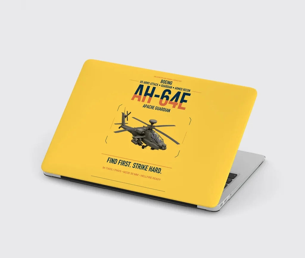 Boeing AH-64E Apache Guardian design on yellow MacBook case