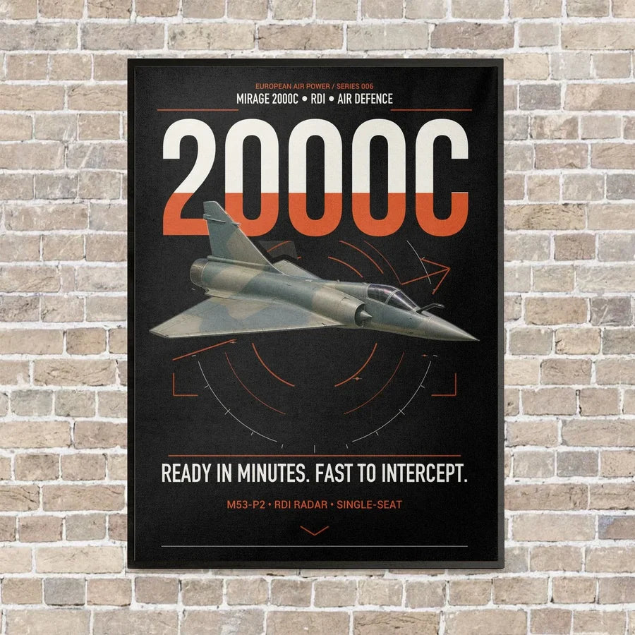 Dassault Mirage 2000C RDI vertical canvas print - framed - black background